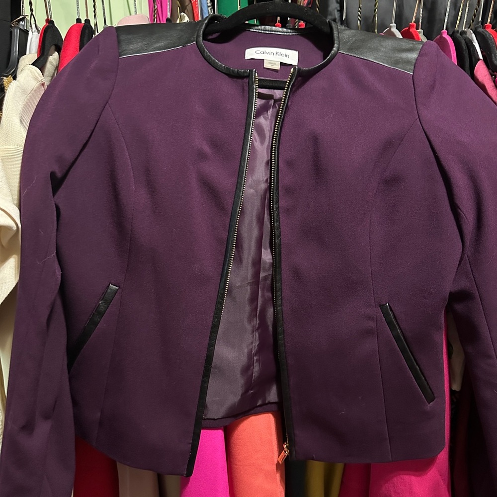 Calvin Klein Purple Blazer Elegant Suit Jacket